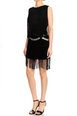 Fringe Trim Tassel Bedazzled Dress