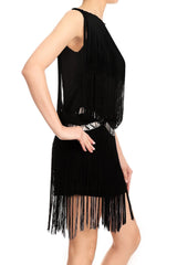 Fringe Trim Tassel Bedazzled Dress