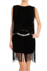 Fringe Trim Tassel Bedazzled Dress