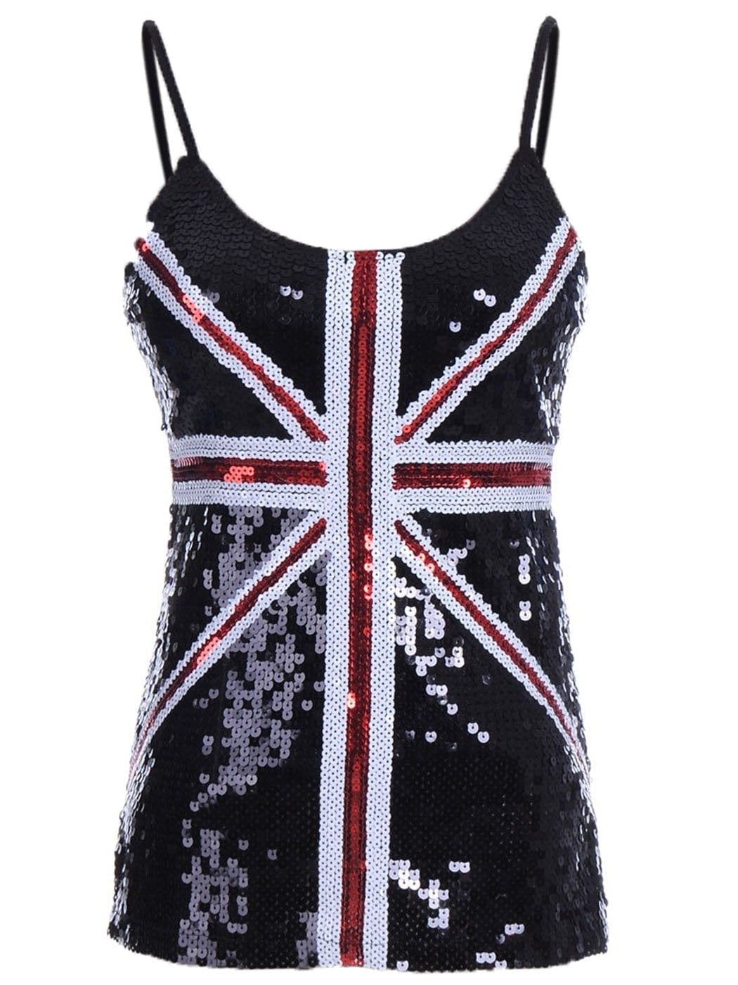 Camisole-Top mit Pailletten „United Kingdom“