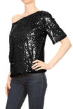 Glam Off-Shoulder Sequin Top