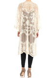 Embroidered Floral Butterfly Kimono Cover Up Cardigan