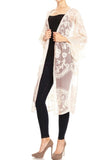 Embroidered Floral Butterfly Kimono Cover Up Cardigan