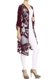 Embroidered Floral Butterfly Kimono Cover Up Cardigan