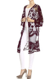 Embroidered Floral Butterfly Kimono Cover Up Cardigan