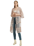 Embroidered Floral Butterfly Kimono Cover Up Cardigan