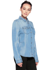 Jeanshemd im Westernstil mit Button-Down-Kragen