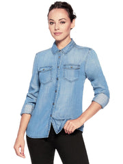 Jeanshemd im Westernstil mit Button-Down-Kragen