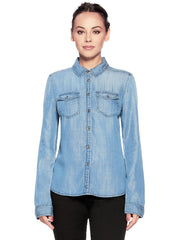 Jeanshemd im Westernstil mit Button-Down-Kragen