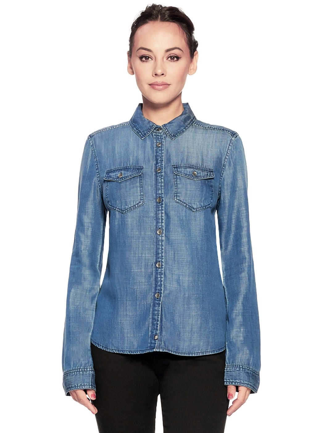 Jeanshemd im Westernstil mit Button-Down-Kragen