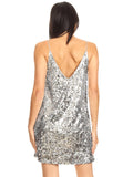 V Neck Sleeveless Gradient Sequin Mini Party Dress