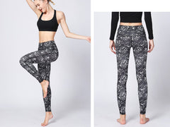 Bedruckte Yogahose mit hoher Taille, Workout-Fitness-Leggings in voller Länge