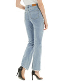 High Waist Distressed Slit Denim Jeans Long Pants with Pockets
