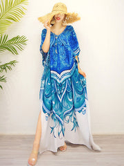 Vestido largo estilo étnico bohemio con pavo real bailando