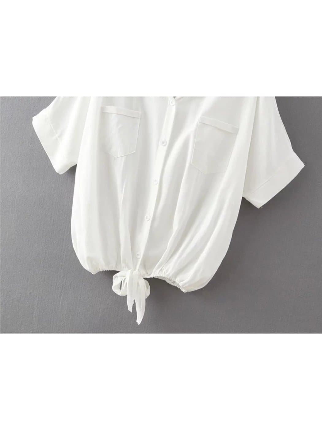 Cotton Linen Knotted Tie Top