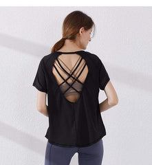 Criss Cross Yoga-Shirt mit offenem Rücken