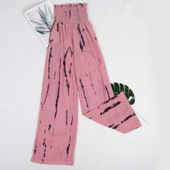 Pantalones anchos con estampado tie-dye y cintura alta 