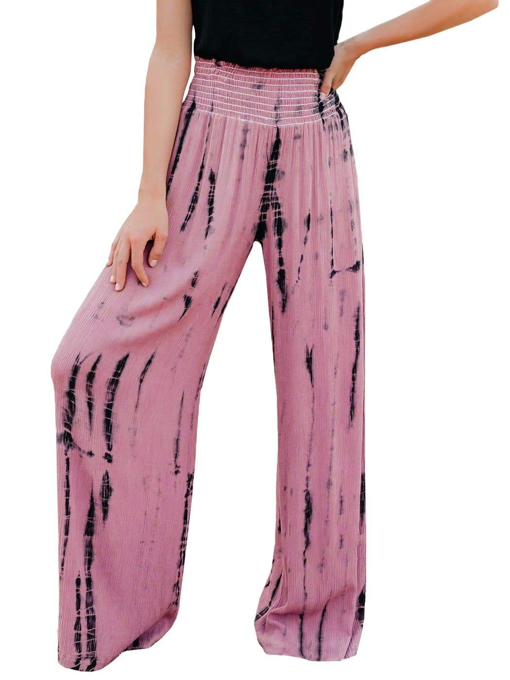 Pantalones anchos con estampado tie-dye y cintura alta 