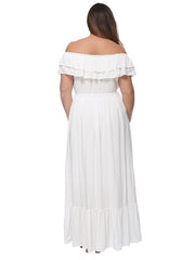 Plus Size Off Shoulder Rüschen Empire Maxikleid