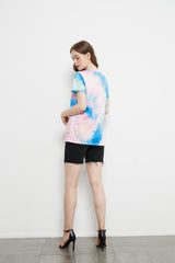 Tie-Dye-T-Shirt mit V-Ausschnitt und Bar