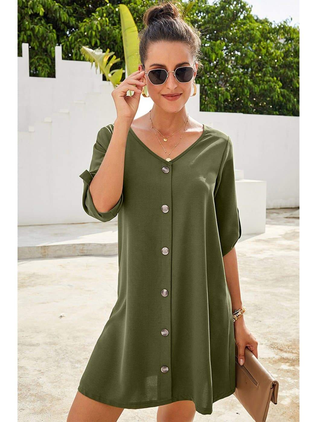 Vestido vintage acampanado tejido con botones