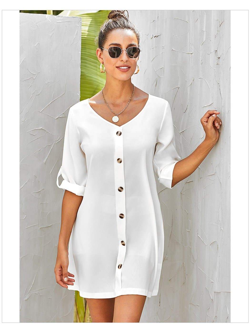 Vestido vintage acampanado tejido con botones