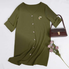 Vestido vintage acampanado tejido con botones