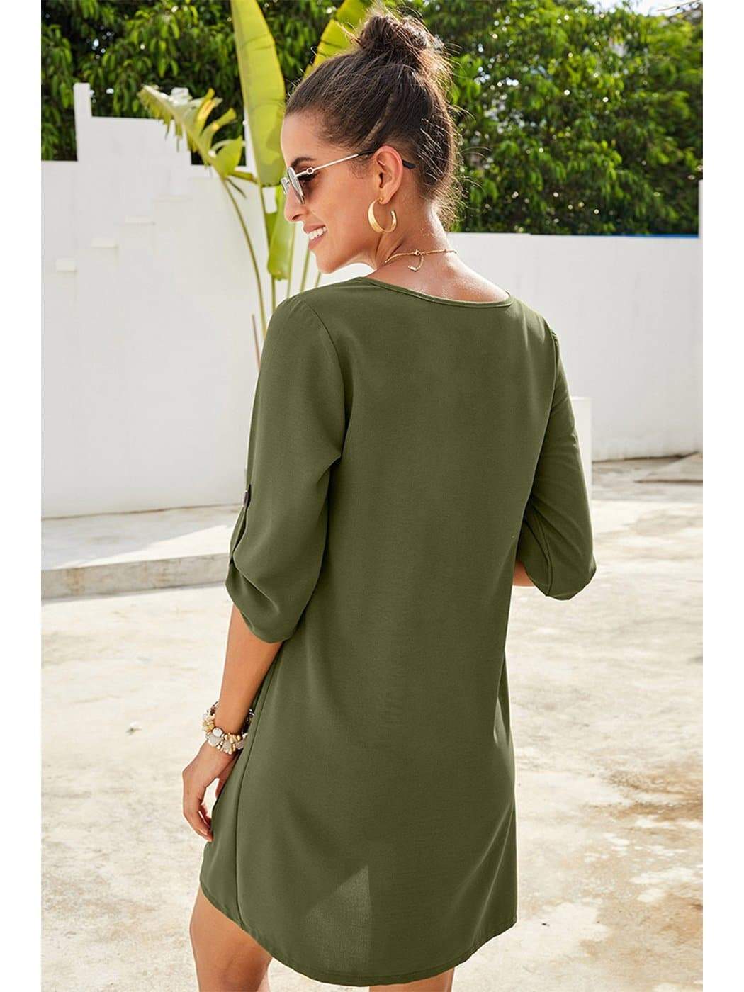 Vestido vintage acampanado tejido con botones