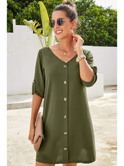 Vestido vintage acampanado tejido con botones