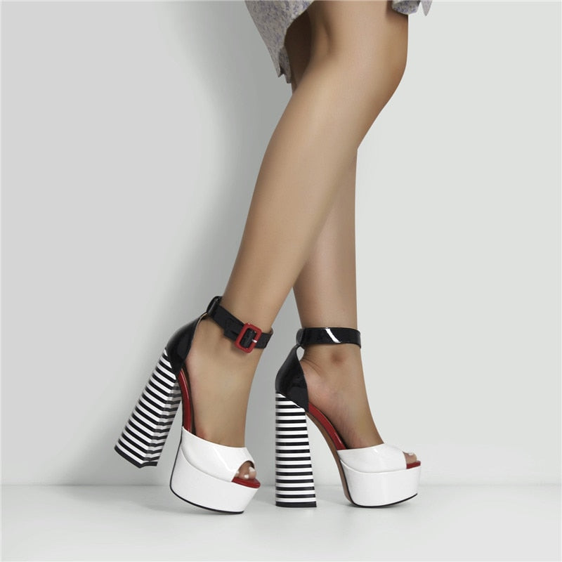 Chunky Square Heels Sandals